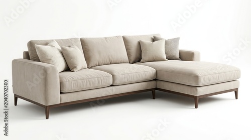 Modern comfortable sofa isolated on white background for living room interior design