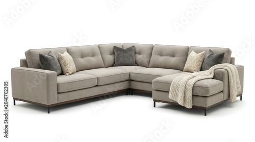 Modern sofa isolated on white background interior design with comfortable leather couch furniture style living room decor and luxury seating sofa image
