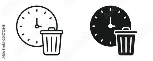 Slika na platnu Time Waste Icon Set, Outline Style & Solid Icons, Vector Illustration