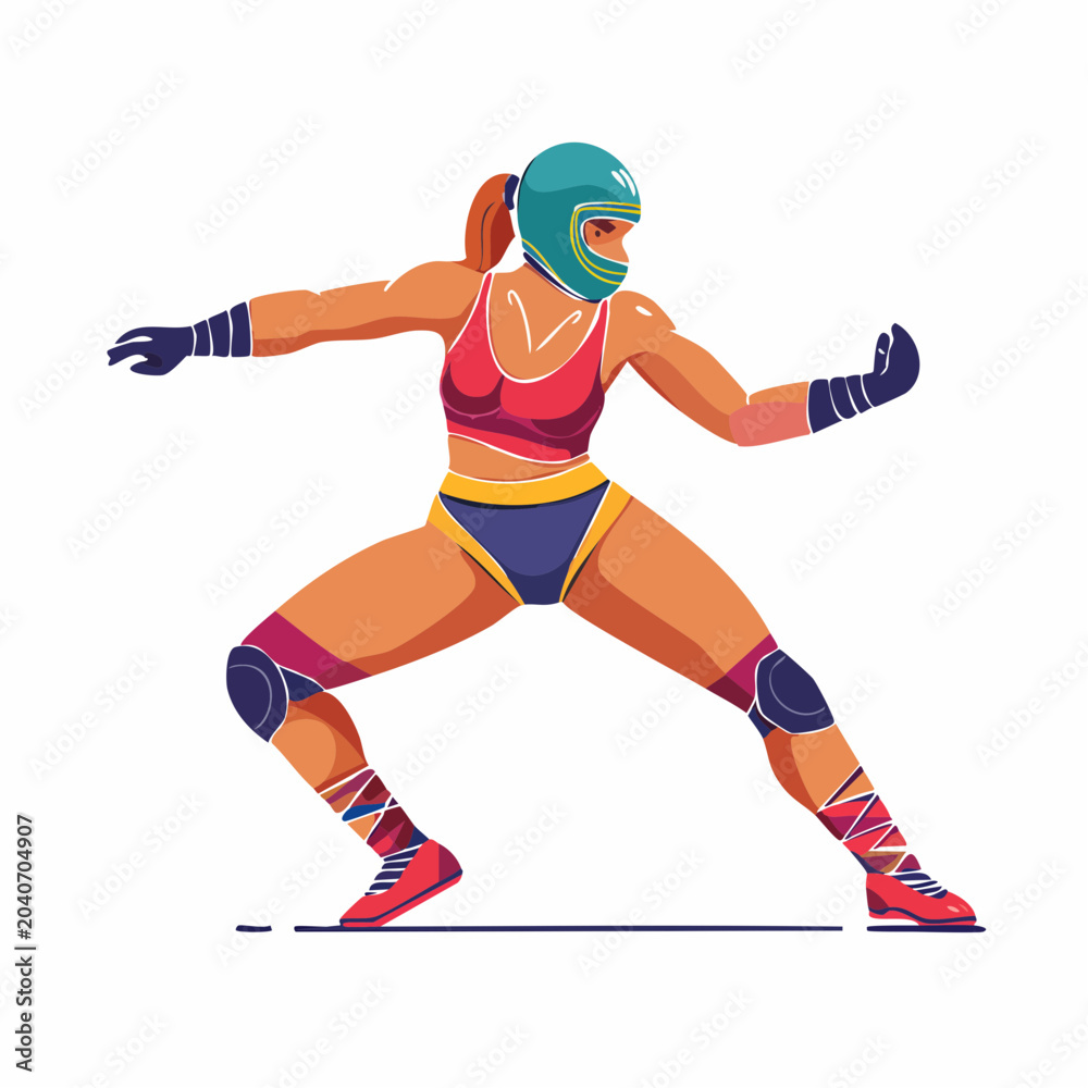 Obraz premium Female Wrestler in Action Pose