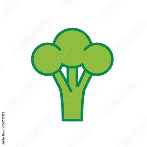 Minimalist green broccoli vegetable icon vector illustration.