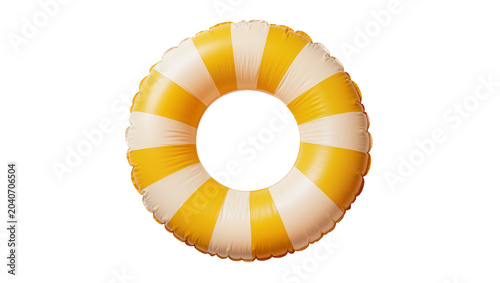 Fotografía Yellow and white striped inflatable ring, isolated on transparent background