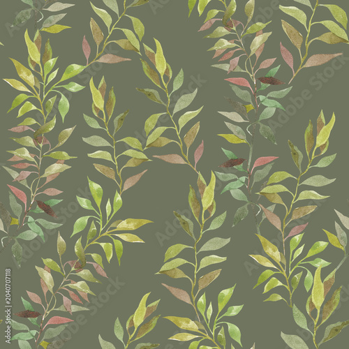 seamless pattern with green leaves 