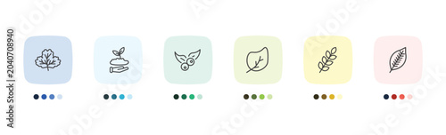 Foto nature icon set with gooseberry leaf, seeding, briar leaf, lemon leaf signs in f