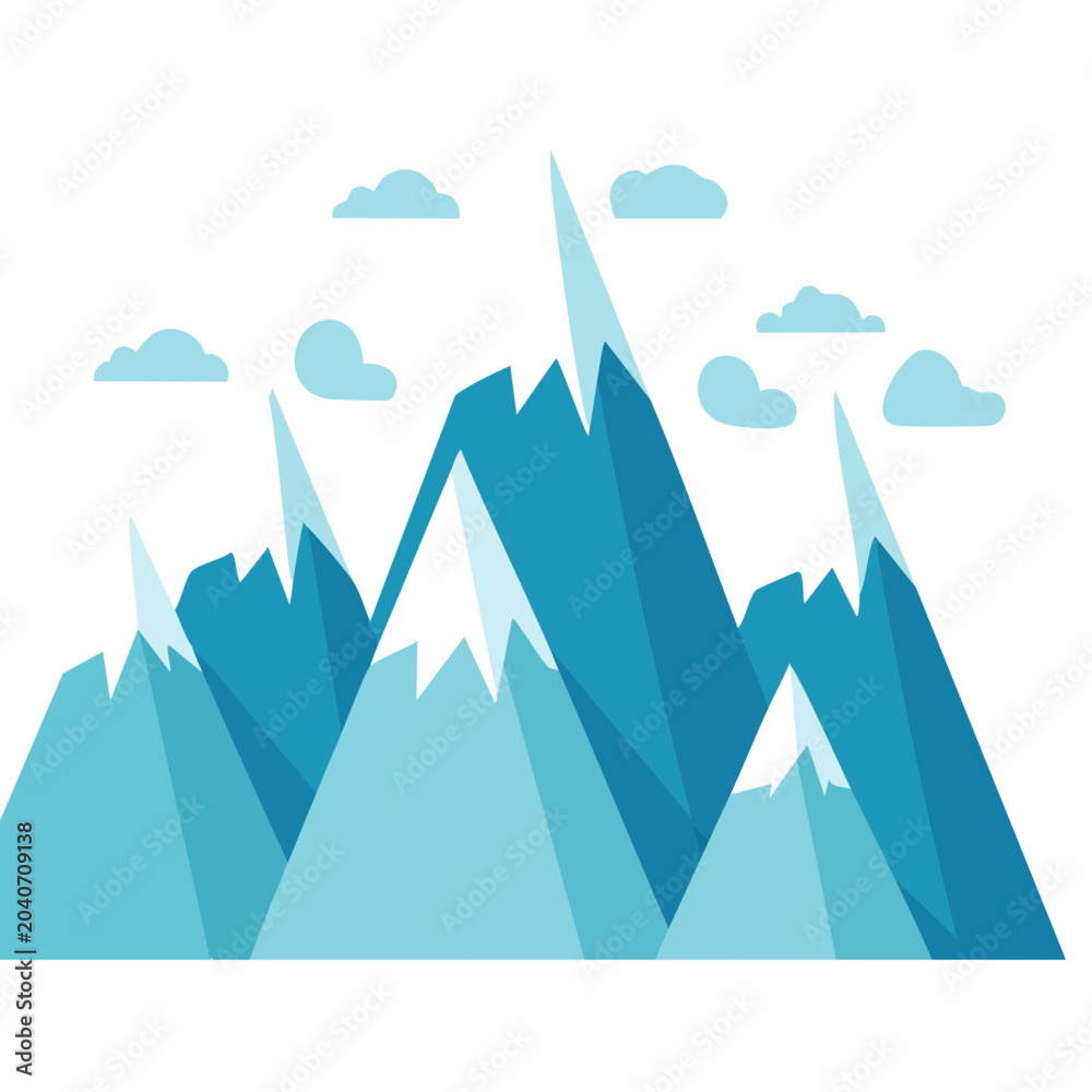 Obraz premium Stylized Mountain Range with Clouds