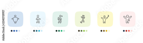 Cuadro en lienzo feeling and reaction icon set with fat human, alive human, horrible human, bette