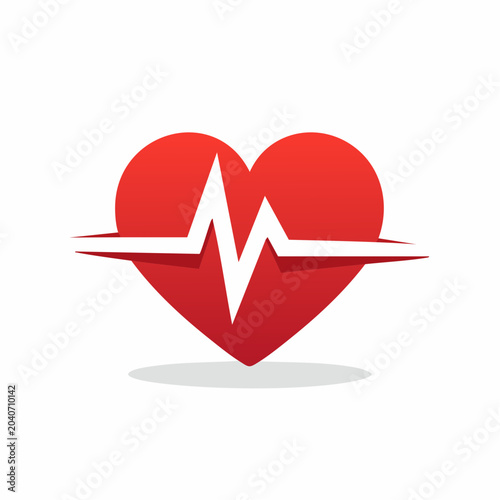 Red Heart with ECG Line