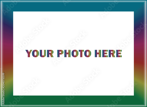 Bilde på lerret Rainbow photo frame template, colorful picture border, gradient frame design, cu