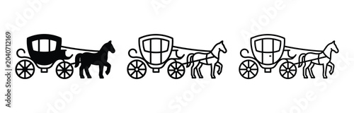 Horse drawn carriage silhouettes Vector
