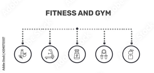 Tableau sur toile fitness and gym icon set with fitness nutrition, rowing hine, grip, fitness drin