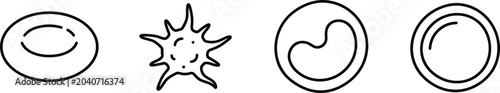 Photography Set of human blood cell icons line art.
