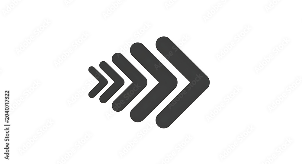Obraz premium Abstract arrow icon, forward direction sign, progress symbol, vector illustration