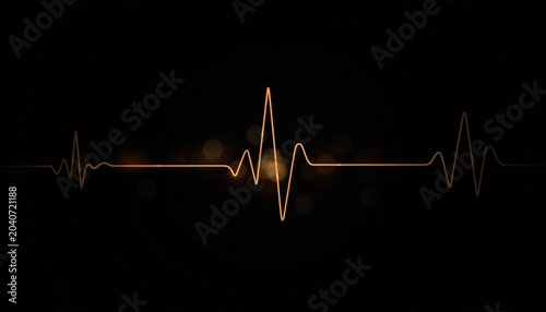 Abstract Heart Pulse Wave Warm Amber Glow Dark Healthcare Background