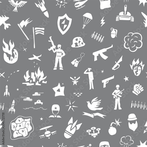 
war military crisis seamless background  vector icons graphic pattern