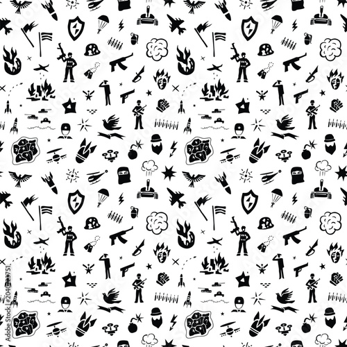 
war military crisis seamless background  vector icons graphic pattern