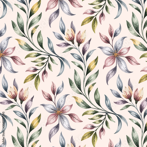 Bild auf Leinwand Seamless floral pattern design on lite pink