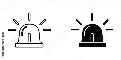 Tableau sur toile Black and white police siren light emergency light