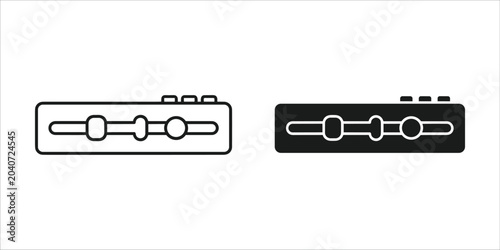 Fotografía Two black and white of audio mixer controls
