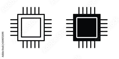 Photos Microprocessor icon outline icons collection. Flat icons