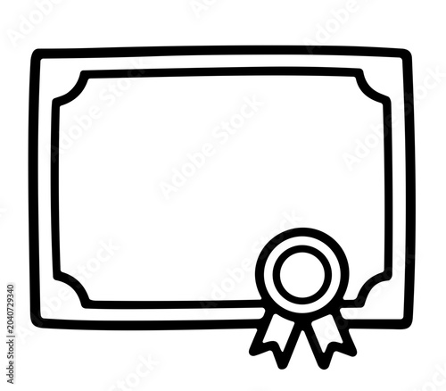 Certificate Award Recognition Diploma Achievement Outline Vector Icon