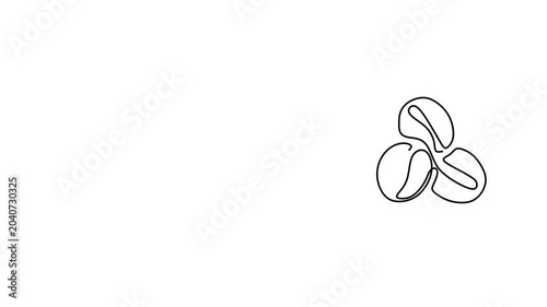 Animated self drawing of continuous line draw of   Cezve, Latte, and Beans. Full length one line animation. 4K	