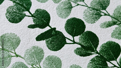 Abstract botanical background featuring green leaves and circular shapes on textured paper, showcasing a harmonious blend of nature-inspired design elements