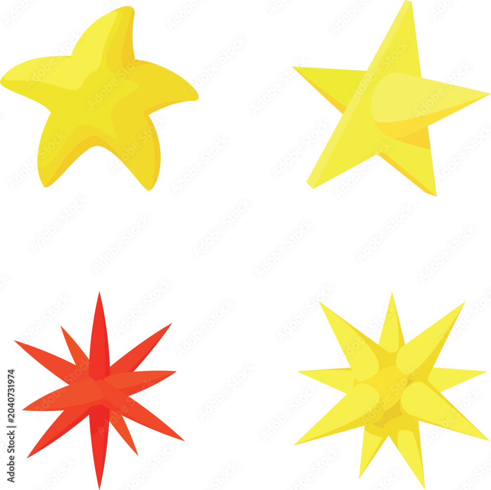 Obraz premium Cartoon style golden and red star shapes providing abstract graphic design elements for decoration