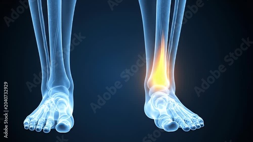 Legs Human Body Anatomy With Ankle Pain X Ray View In Dark Blue Background