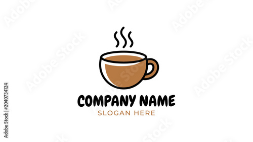 Foto Minimalist Coffee Cup Logo Design with Steam Icon