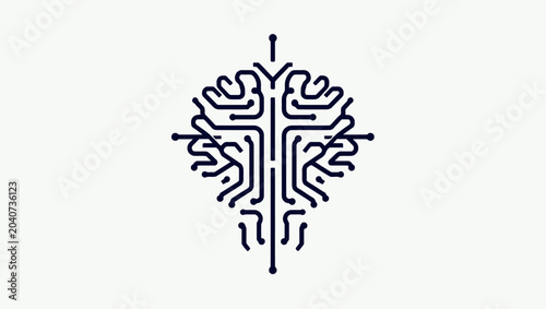 Bild auf Leinwand Black and white brain illustration symbol.