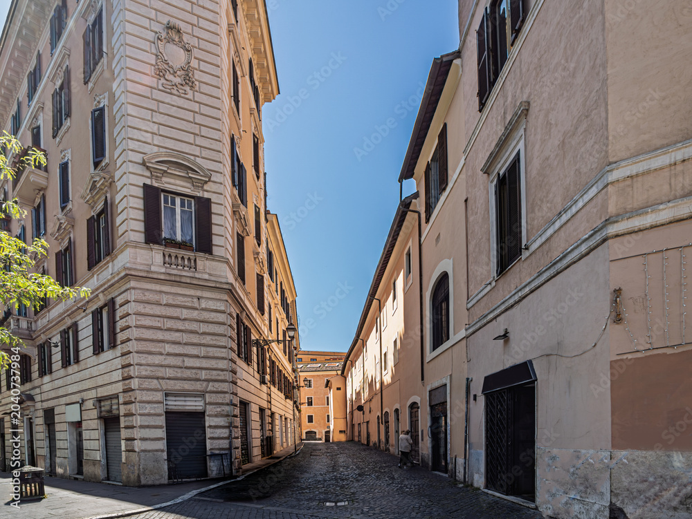 Fototapeta premium Shaded Narrow Roman Deserted Alleyway