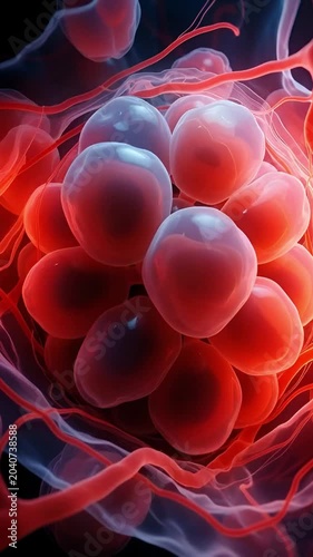 Medical visualization of lung alveoli breathing. Healthcare, organ.