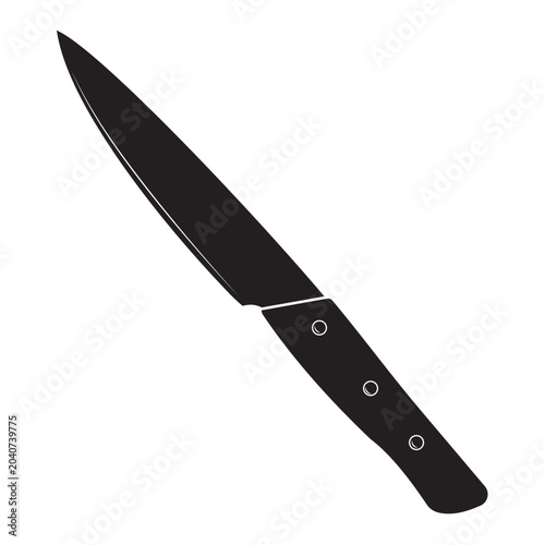 Kitchen knife with wooden handle, isolated illustration