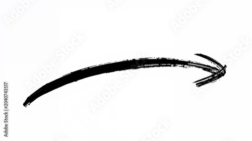 Hand drawn black brush stroke curved arrow pointing left ink doodle icon transparent background vector element