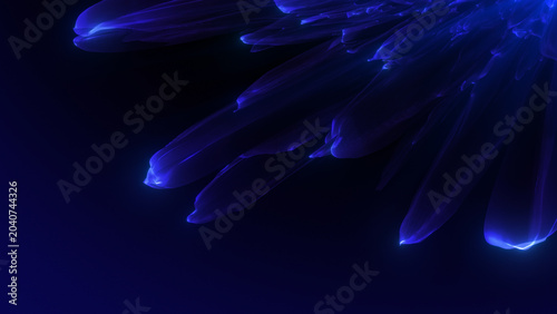 Slika na platnu Abstract deep blue crystalline light formation with flowing translucent energy s