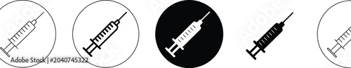 Foto Syringe Icon Vector Isolated on White Background, Injection Symbol for Medical a