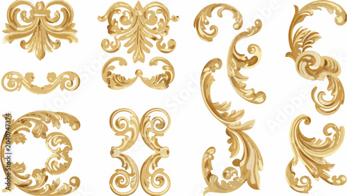 Foto Golden floral ornaments a collection of ten detailed vector illustrations with s