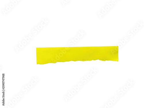 Yellow sticky note with torn edges on plain background