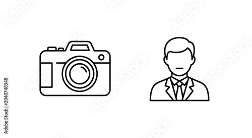 Black and white of a person using a camera on a tripod photographer