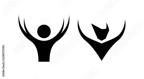 Black silhouette of two deer heads facing each other, minimalist style animal