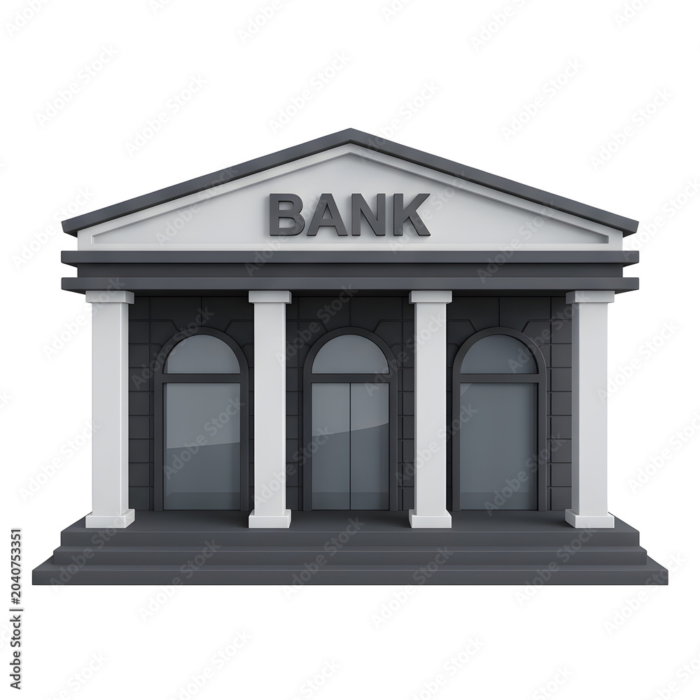 Obraz premium Modern Bank Building with Columns and Arched Windows