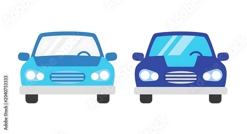Blue and teal electric cars with glowing wheels on white background, vehicle