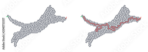 Картината върху платно Abstract representation of a dog in geometric style