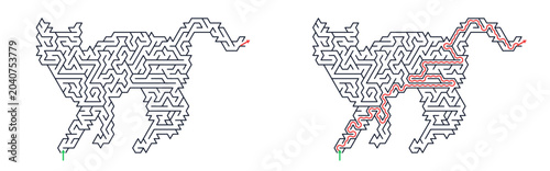 Foto Cat outline maze in playful pose for puzzle enthusiasts