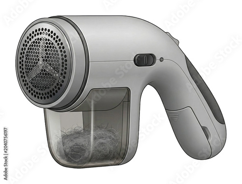 Cleaning action with lint remover device at home appliance modern environment close-up isolated on transparent background