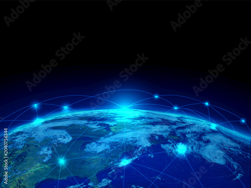 Geometric background and high tech circuit board connection system
