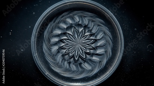 Microscopic view of a glowing microorganism on a black background with detailed structure