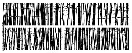 Obraz na płótnie Bamboo forest stalks and stems silhouette pattern for oriental background