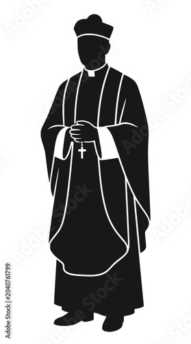 Φωτογραφία Silhouette of a priest in cassock holding rosary