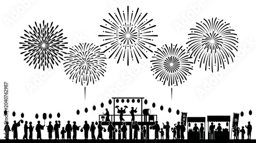 Tableau sur toile Fireworks exploding in the night sky.